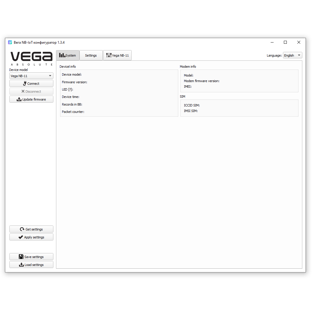 Vega NB-IoT Configurator